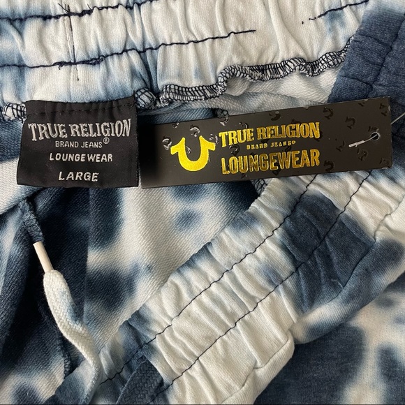 TRUE RELIGION NWT LOUNGE WEAR TIE DYE BLUE JOGGER SWEATPANTS LARGE - Picture 4 of 6